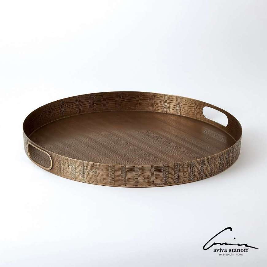 Picture of KOKORO ETCHED ROUND TRAY-BRASS