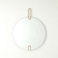 Picture of CONTEMPORARY ROUND MIRROR WITH GOLD METAL ACCENTS