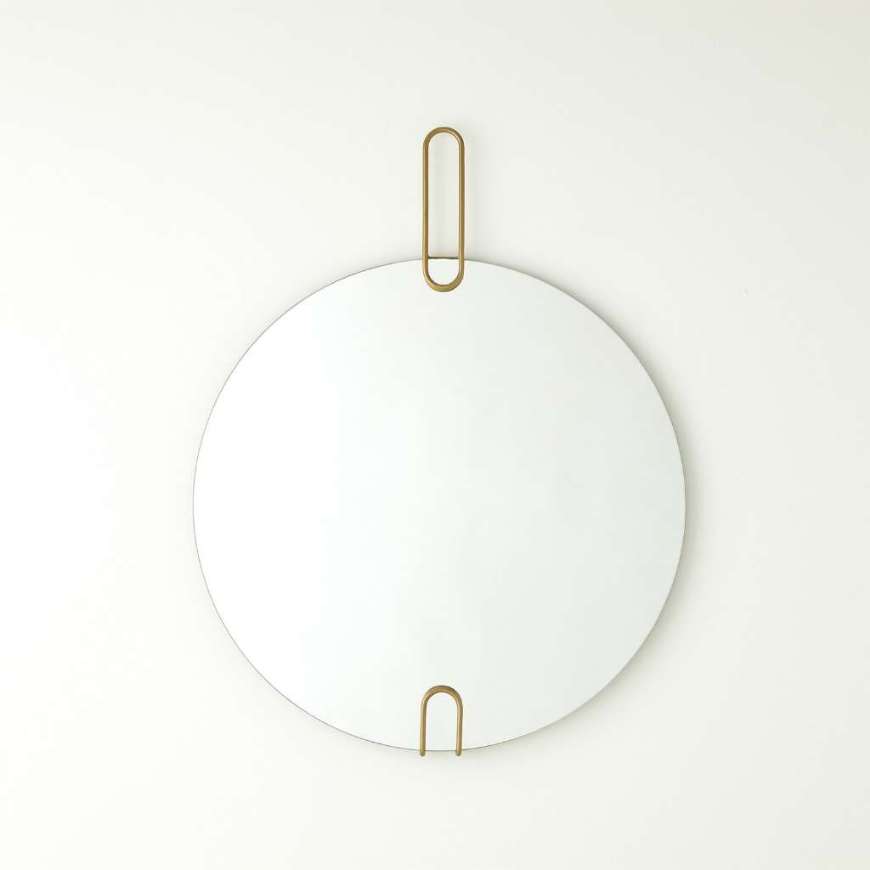 Picture of CONTEMPORARY ROUND MIRROR WITH GOLD METAL ACCENTS