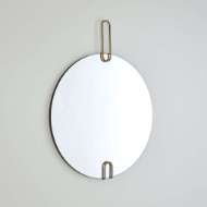 Picture of CONTEMPORARY ROUND MIRROR WITH GOLD METAL ACCENTS