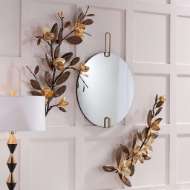 Picture of CONTEMPORARY ROUND MIRROR WITH GOLD METAL ACCENTS