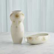 Picture of SPOTS VASE & BOWL-WHITE W/TAUPE SPOTS