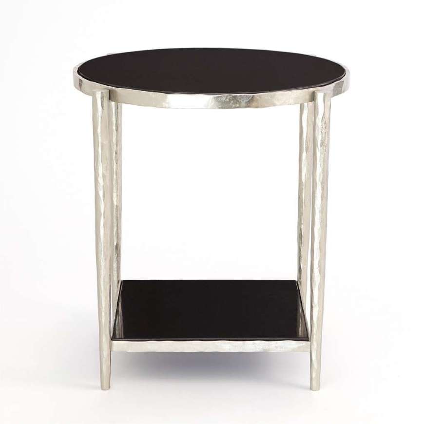 Picture of CIRCLE/SQUARE SIDE TABLE-NICKEL W/ BLACK GRANITE