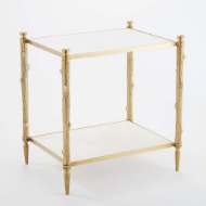 Picture of ARBOR SIDE TABLE-BRASS & WHITE MARBLE