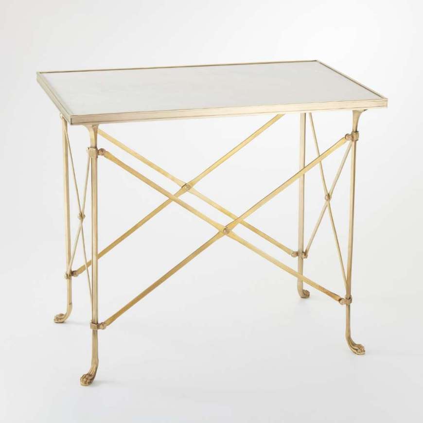 Picture of RECTANGULAR DIRECTOIRE TABLE-BRASS & WHITE MARBLE