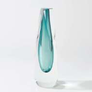 Picture of HEXAGON CUT GLASS VASE-AZURE