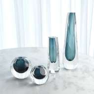 Picture of HEXAGON CUT GLASS VASE-AZURE