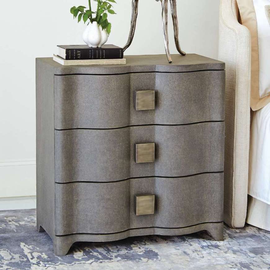 Picture of TOILE LINEN BEDSIDE CHEST-GREY