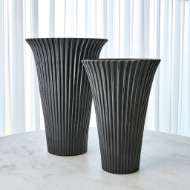 Picture of FLARED FLUTED VASES-MATTE BLACK