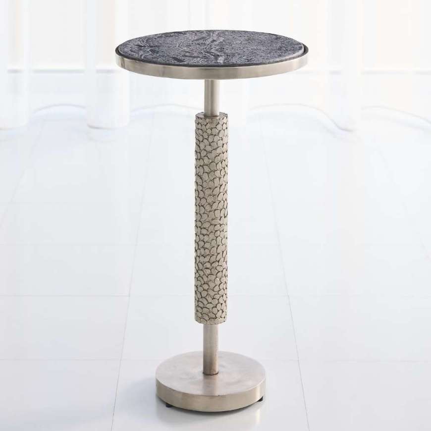 Picture of HAMMERED MARTINI TABLE-ANTIQUE NICKEL W/GREY MARBLE