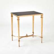 Picture of RECTANGULAR FRENCH SQUARE LEG TABLE-BRASS & BLACK GRANITE