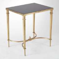 Picture of RECTANGULAR FRENCH SQUARE LEG TABLE-BRASS & BLACK GRANITE