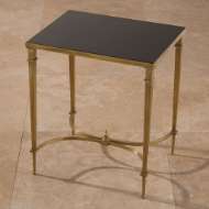 Picture of RECTANGULAR FRENCH SQUARE LEG TABLE-BRASS & BLACK GRANITE