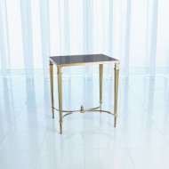 Picture of RECTANGULAR FRENCH SQUARE LEG TABLE-BRASS & BLACK GRANITE