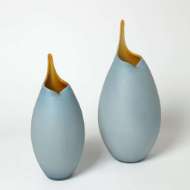 Picture of FROSTED BLUE VASE WITH AMBER CASING