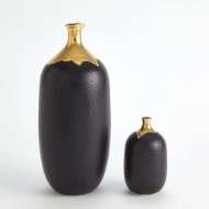 Picture of DIPPED GOLDEN CRACKLE/BLACK VASES