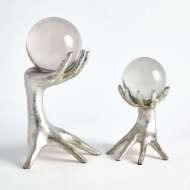 Picture of HANDS ON SPHERE HOLDER-SILVER LEAF