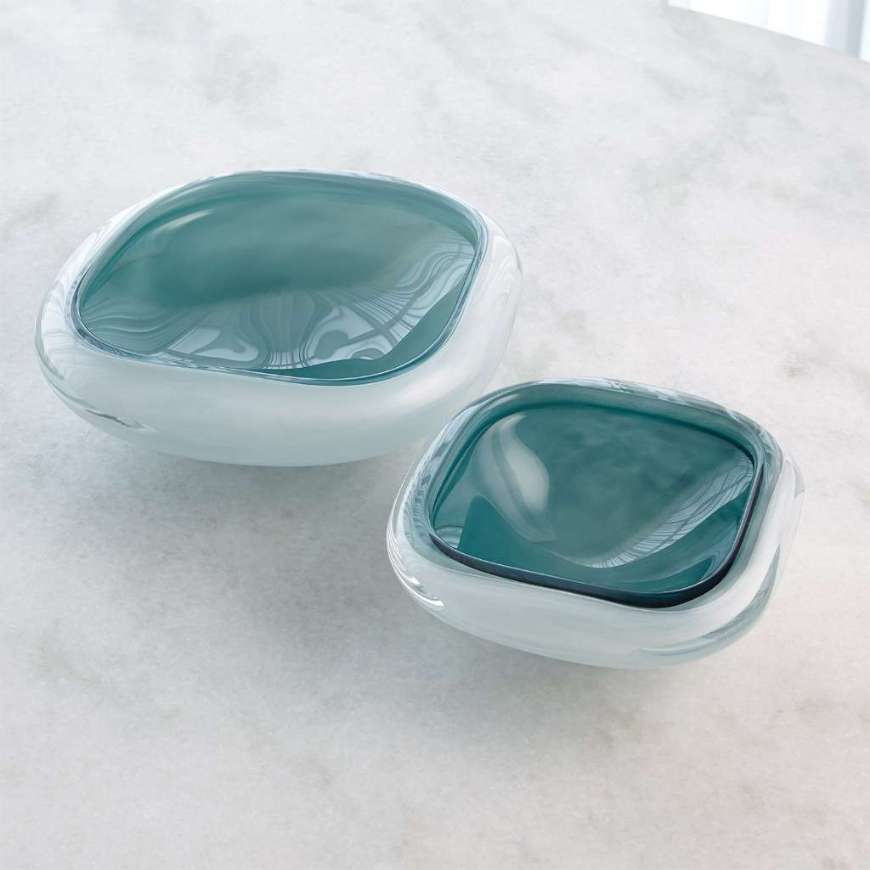 Picture of SQUARE CASED GLASS BOWL-AZURE