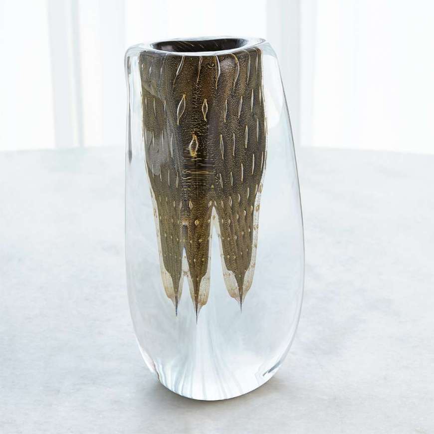 Picture of TRIANGULAR BUBBLED VASE-GOLD