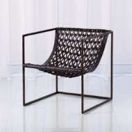 Picture of KNIT & PEARL CHAIR-BRONZE-DARK BROWN LEATHER