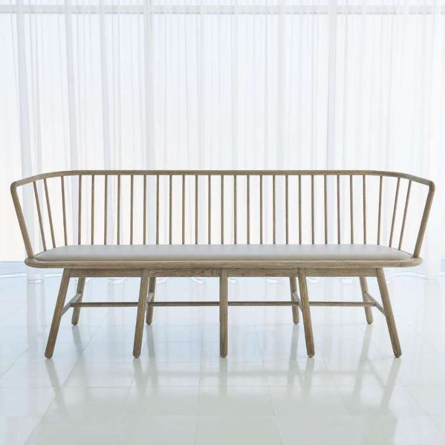 Picture of SPINDLE LONG BENCH - GREY LEATHER