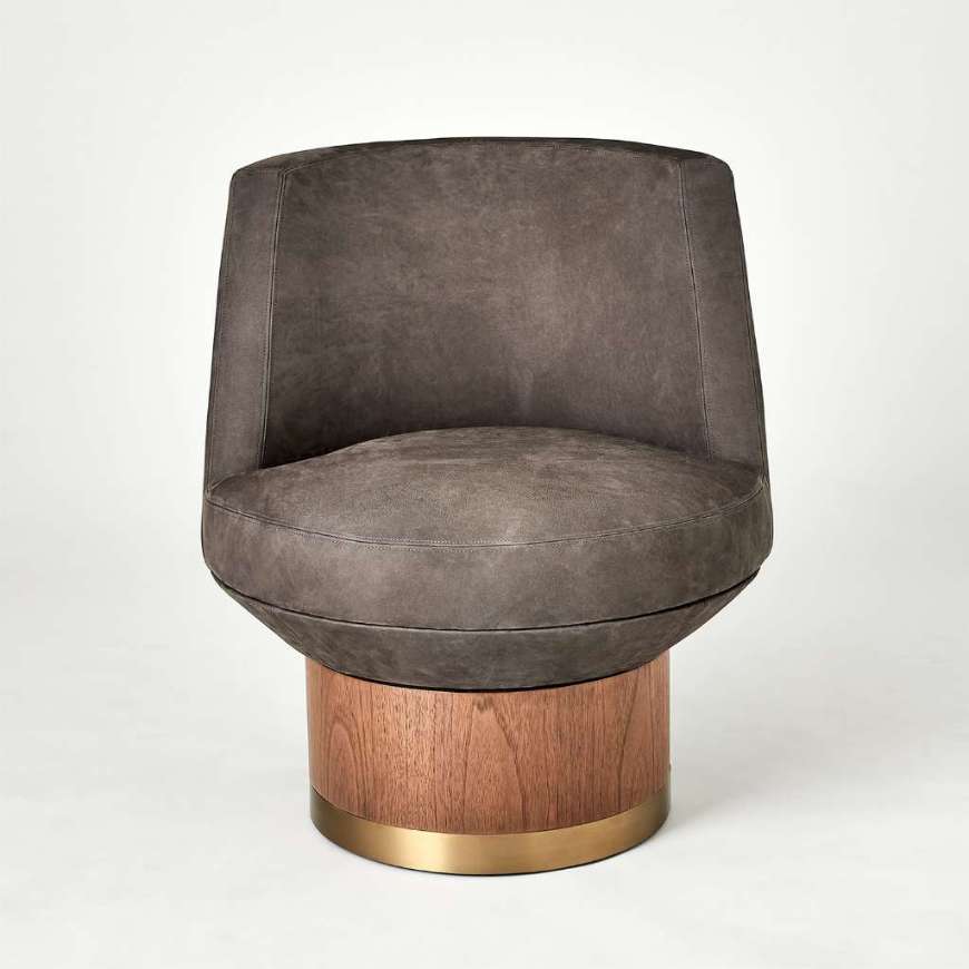 Picture of BRADO ROUND SWIVEL CHAIR-CHARCOAL LEATHER