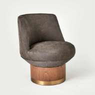 Picture of BRADO ROUND SWIVEL CHAIR-CHARCOAL LEATHER