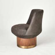 Picture of BRADO ROUND SWIVEL CHAIR-CHARCOAL LEATHER