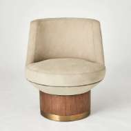 Picture of BRADO ROUND SWIVEL CHAIR-BURLAP LEATHER