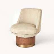 Picture of BRADO ROUND SWIVEL CHAIR-BURLAP LEATHER