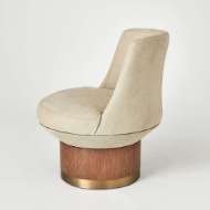 Picture of BRADO ROUND SWIVEL CHAIR-BURLAP LEATHER