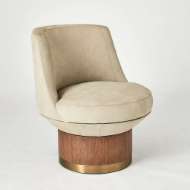 Picture of BRADO ROUND SWIVEL CHAIR-BURLAP LEATHER