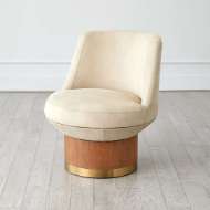 Picture of BRADO ROUND SWIVEL CHAIR-BURLAP LEATHER