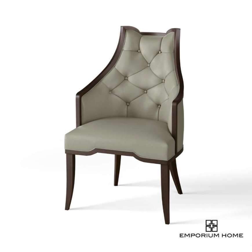 Picture of LOGAN ARM CHAIR-WALNUT-CHESTERFIELD GREY LEATHER