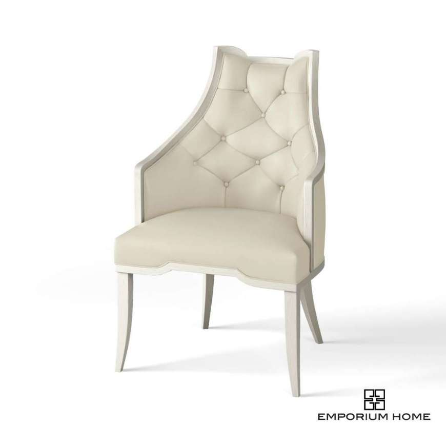 Picture of LOGAN ARM CHAIR-ANTIQUE WHITE-MILK LEATHER