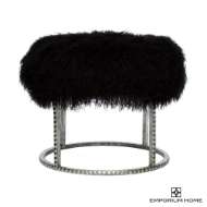 Picture of STUD POUF-SILVER LEAF-BLACK FUR