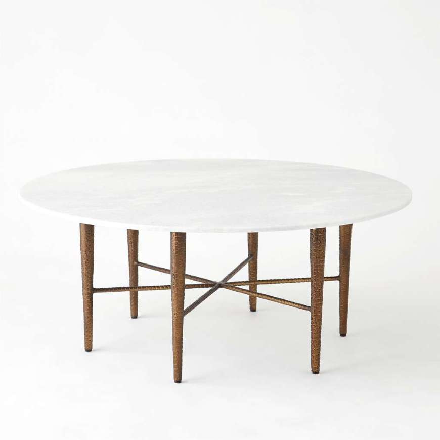 Picture of HAMMERED COCKTAIL TABLE - BRONZE W/WHITE MARBLE