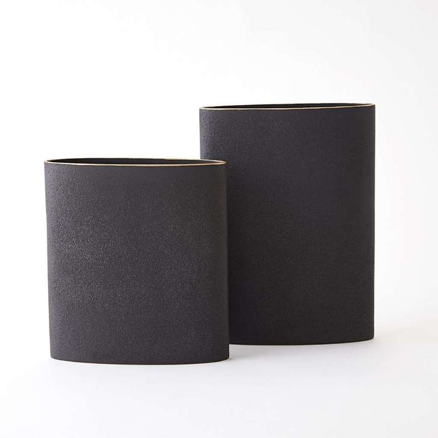 Picture of TUBA VASES-BLACK W/GOLD RIM