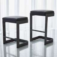 Picture of REGAN BARSTOOL W/BLACK LEATHER-GRAPHITE