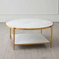 Picture of CIRCLE/SQUARE COCKTAIL TABLE-GOLD W/ WHITE MARBLE