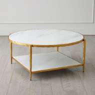 Picture of CIRCLE/SQUARE COCKTAIL TABLE-GOLD W/ WHITE MARBLE