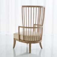 Picture of SPINDLE WING CHAIR-BEIGE LEATHER