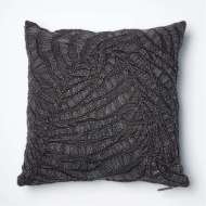 Picture of BEADED PALM LEAF PILLOW-INDIGO