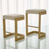 Picture of REGAN BARSTOOL W/IVORY LEATHER-ANTIQUE BRASS