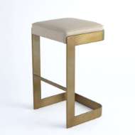 Picture of REGAN BARSTOOL W/IVORY LEATHER-ANTIQUE BRASS