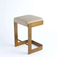 Picture of REGAN BARSTOOL W/IVORY LEATHER-ANTIQUE BRASS