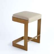 Picture of REGAN BARSTOOL W/IVORY LEATHER-ANTIQUE BRASS