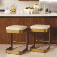 Picture of REGAN BARSTOOL W/IVORY LEATHER-ANTIQUE BRASS