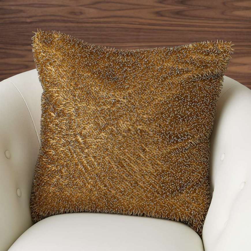 Picture of GOLDEN BEADED SHAG PILLOW