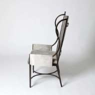 Picture of IRON WING CHAIR W/GREY HAIR-ON-HIDE